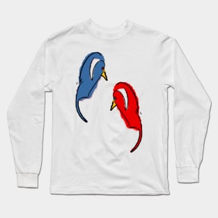 Bird red and blue, small Long Sleeve T-Shirt